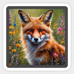 Fox watercolor art illustration Sticker